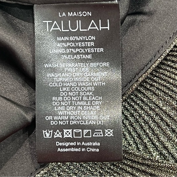 La Maison Talulah Golda Ruffle Mini Dress Black Gold Sparkle Glitter Small New - Picture 14 of 16